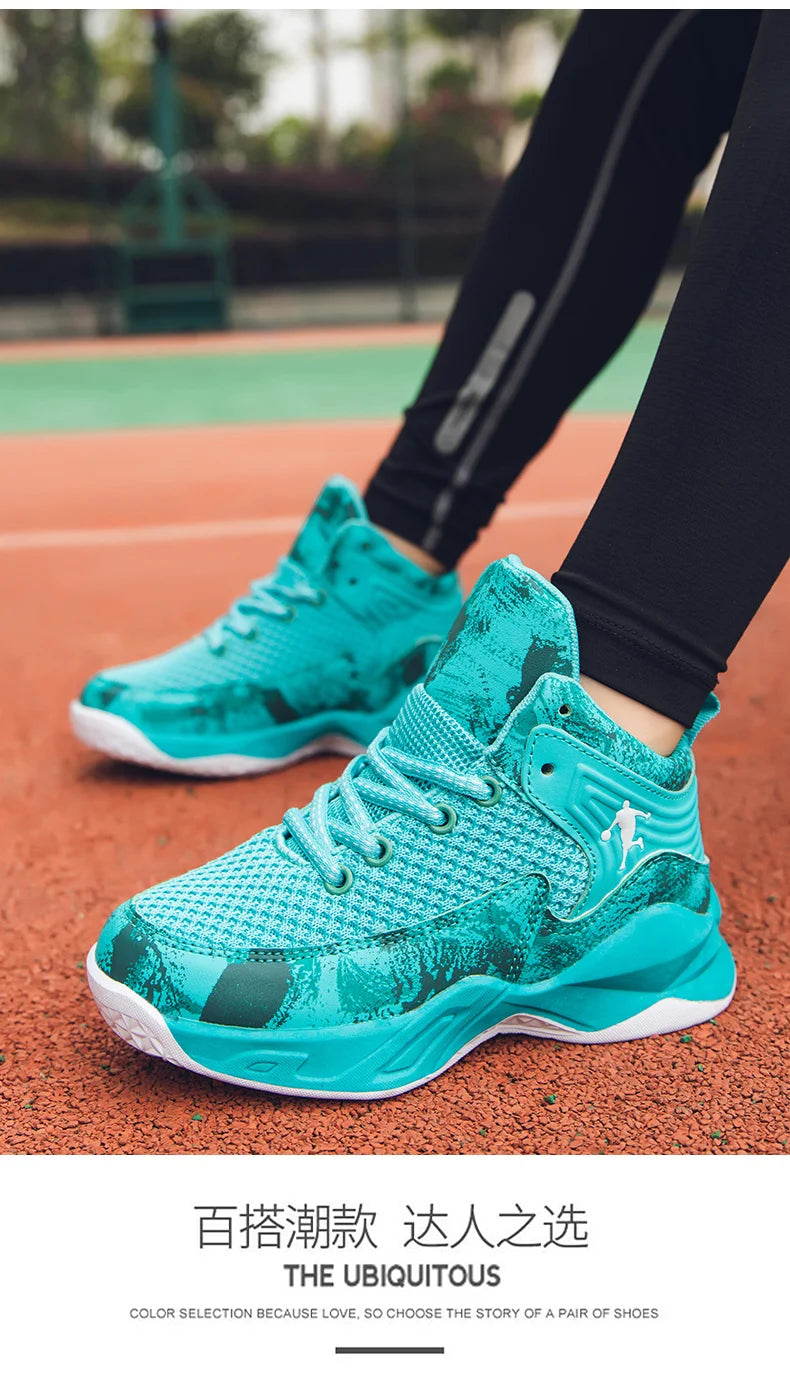 HKDQ High Top Basketball Shoes For Boys Size 31-40 Children's Sneakers Breathable Non Slip Thick Sole Classic Sports Shoes Kids