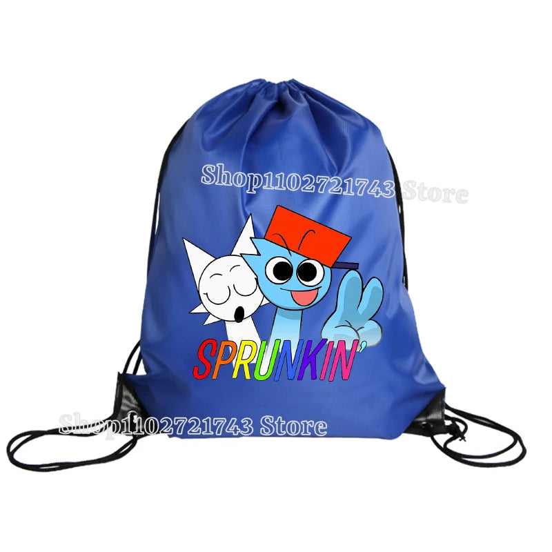 Sprunki Drawstring Backpacks for Men Women Cartoon Anime Fashion Sports Fitness Yoga Portable Pouch Students Draw String Bags