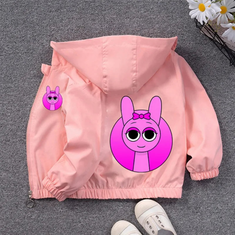 Sprunki PU Waterproof Jackets for Children Cartoon Anime Fashion Coats Boys Girls Autumn Winter Warm Windbreak Coat Kids Clothes
