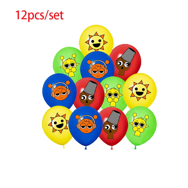 Incredibox Sprunki Birthday Party Decoration Sprunki Balloon Cup Plate Napkin Tablecloth Split Sales Sprunki Party Supplies