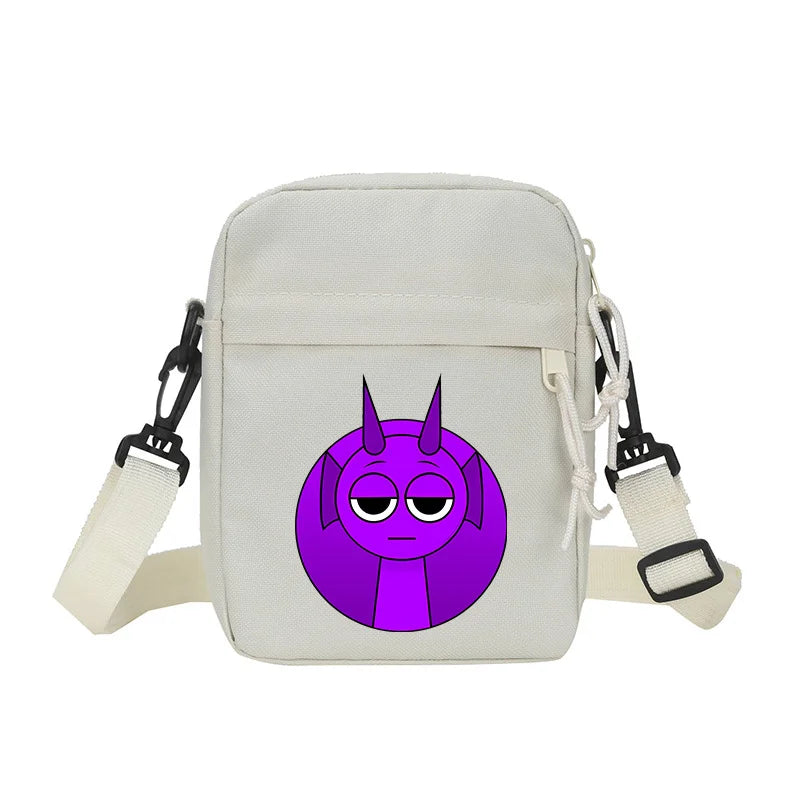 Sprunki Shoulder Bag White Small Teenager Girl Adult Crossbody Bags Cute Square Tote Student Street Harajuku Messenger Pack Gift