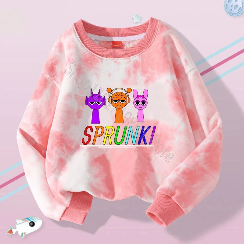 Sprunki Boys Girls Sweatshirts Incredibox Kids Spring Thin Clothes Fashion Cute Streetwear Cartoon Game Print Tops Birthday Gift