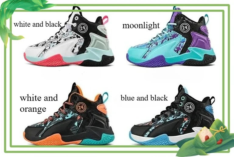 Kids Basketball Shoes Youth High Top Sneakers Boys Girls Lightweight Breathable,Ankle Support Non Slip Toddler Shock Absorption