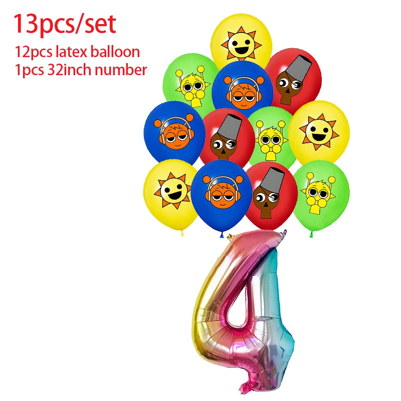 Incredibox Sprunki Birthday Party Decoration Sprunki Balloon Cup Plate Napkin Tablecloth Split Sales Sprunki Party Supplies
