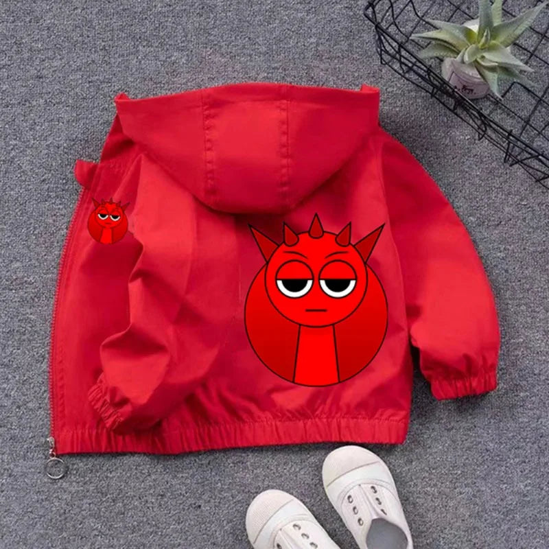 Sprunki PU Waterproof Jackets for Children Cartoon Anime Fashion Coats Boys Girls Autumn Winter Warm Windbreak Coat Kids Clothes