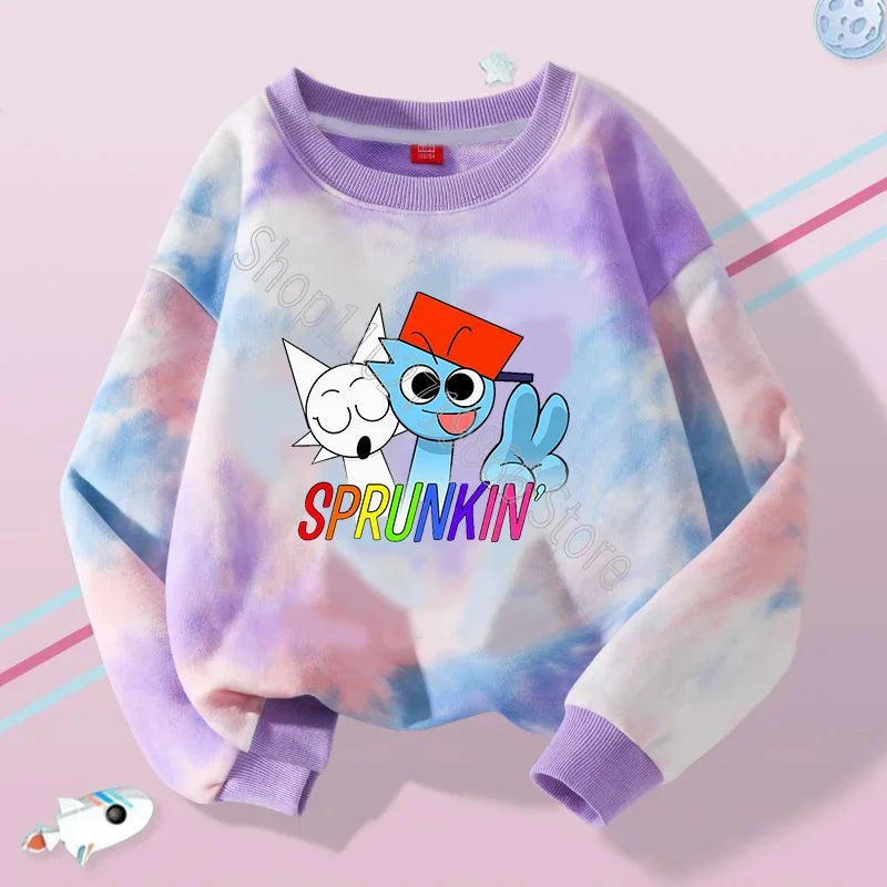 Sprunki Boys Girls Sweatshirts Incredibox Kids Spring Thin Clothes Fashion Cute Streetwear Cartoon Game Print Tops Birthday Gift