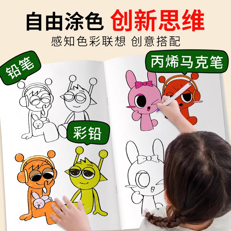 Sprunki Cartoon Sketch Copy Drawing Beginner Study Zero Foundation Sketching Album Kids Pen Control Training Book Boys Girl Gift
