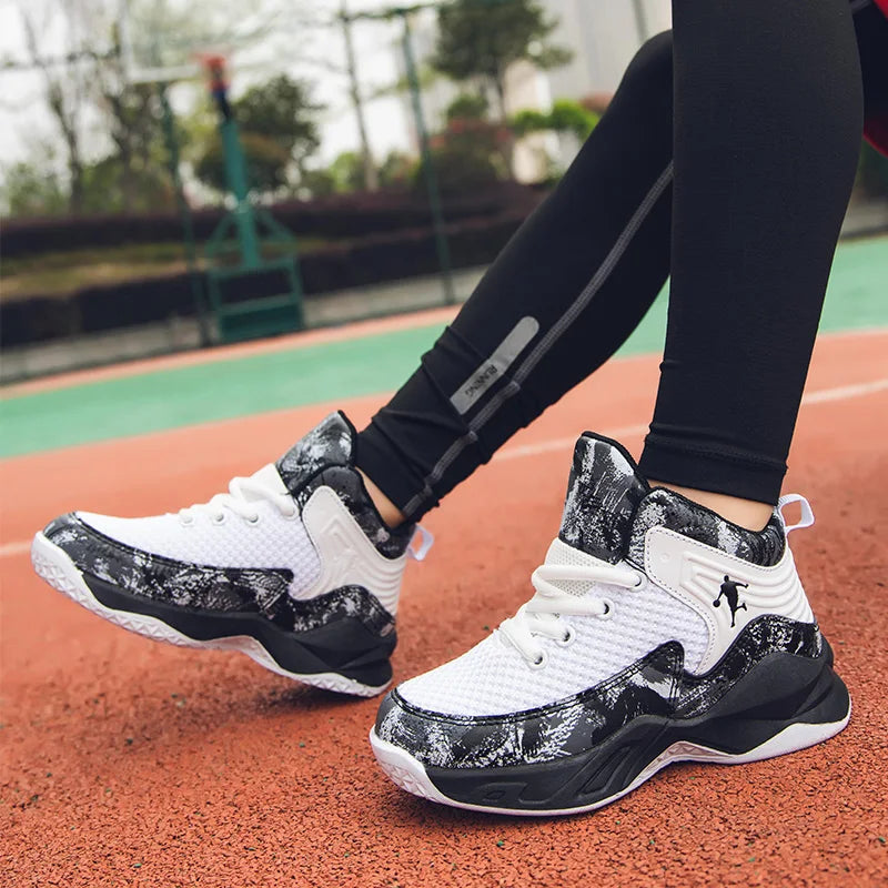 HKDQ High Top Basketball Shoes For Boys Size 31-40 Children's Sneakers Breathable Non Slip Thick Sole Classic Sports Shoes Kids