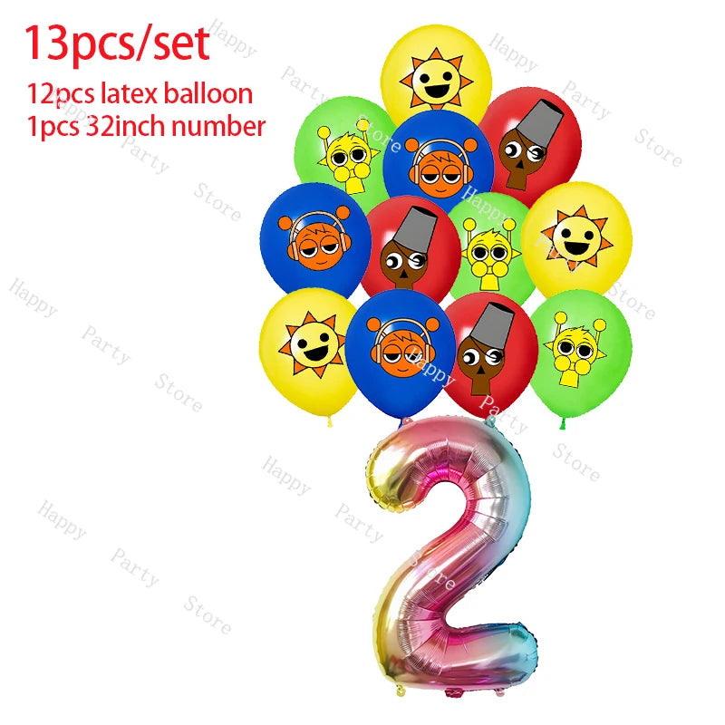 Incredibox Sprunki Birthday Party Decoration Sprunki Balloon Cup Plate Napkin Tablecloth Split Sales Sprunki Party Supplies