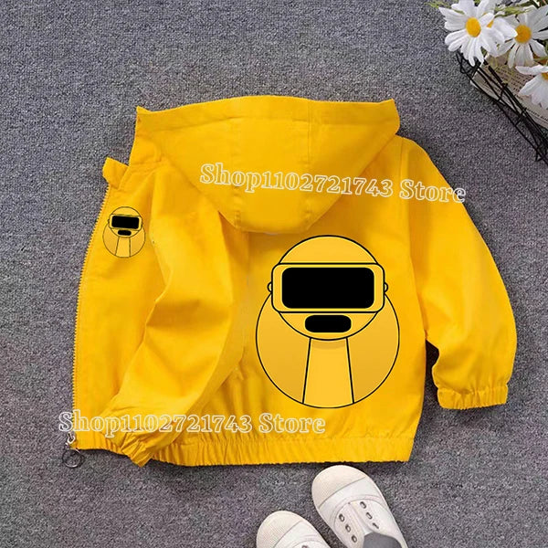 Sprunki PU Waterproof Jackets for Children Cartoon Anime Fashion Coats Boys Girls Autumn Winter Warm Windbreak Coat Kids Clothes