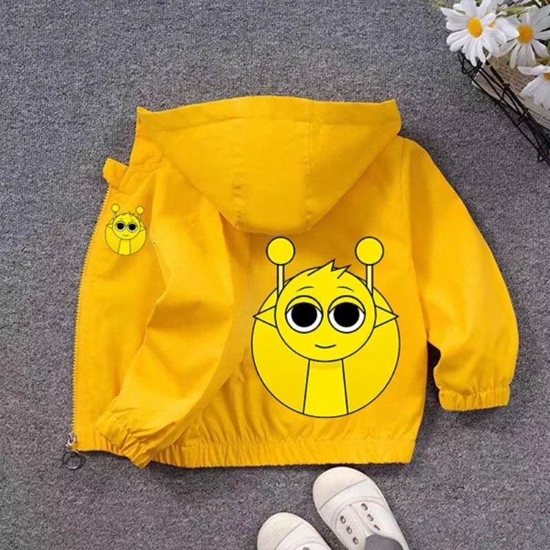 Sprunki PU Waterproof Jackets for Children Cartoon Anime Fashion Coats Boys Girls Autumn Winter Warm Windbreak Coat Kids Clothes