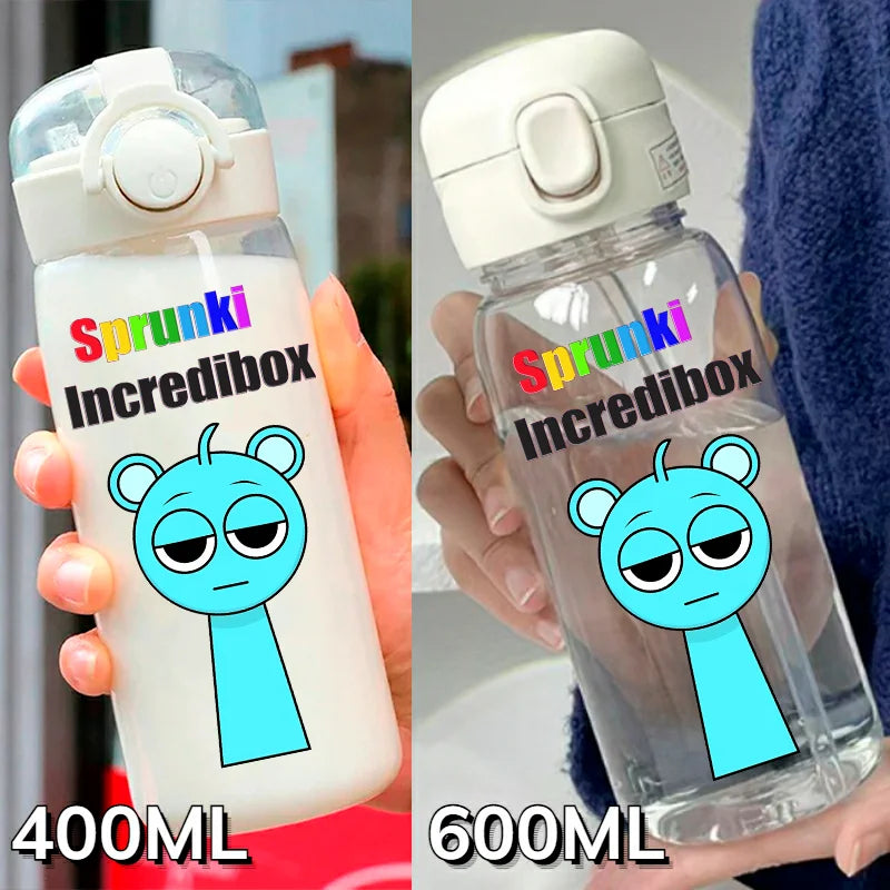 Sprunki Incredibox Cartoon 400ML/600ML Game Drinking Water Cup Childrens Transparent with Straw Bottle Large capacity Gifts