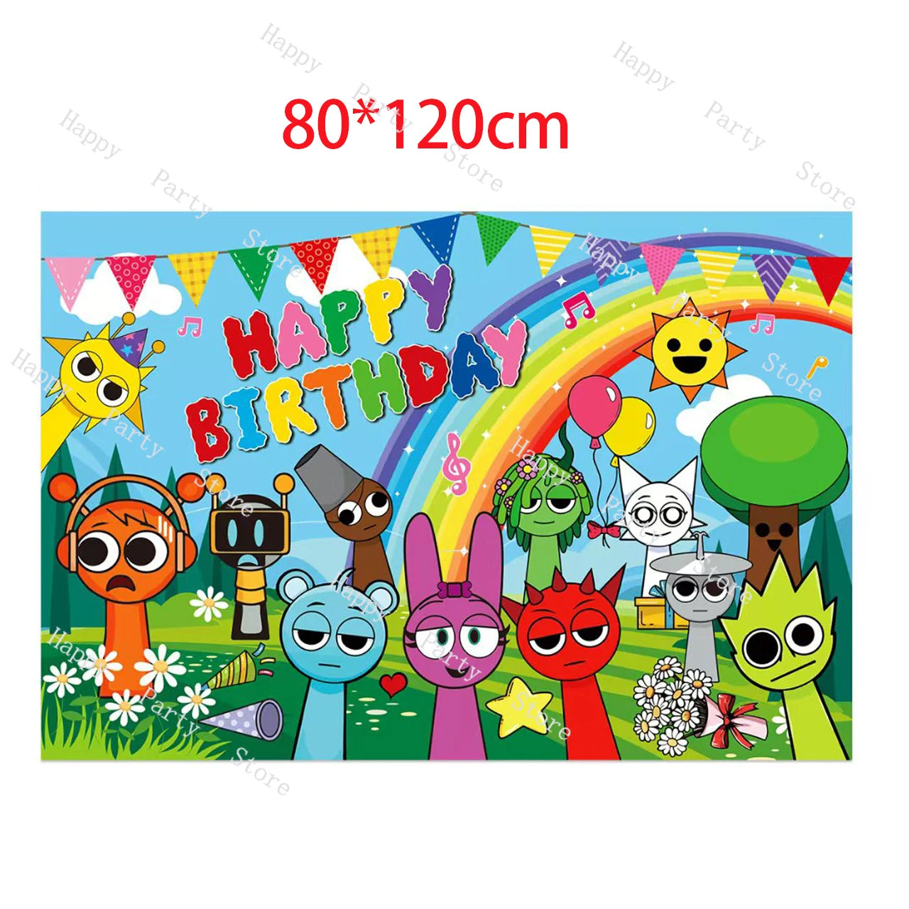 Incredibox Sprunki Birthday Party Decoration Sprunki Balloon Cup Plate Napkin Tablecloth Split Sales Sprunki Party Supplies