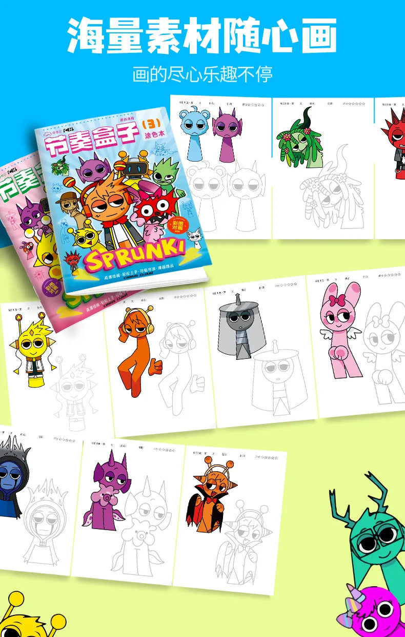 Sprunki Cartoon Coloring Books New Drawing Sketching Notesbook Beginner's Guide To Mastery Practice of Colouring Tracing Book