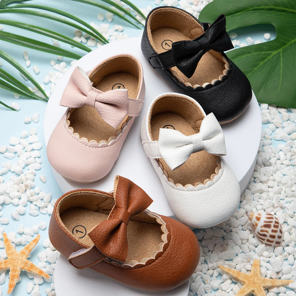KIDSUN Baby Shoes Girls Princess Shoes Infant Toddler Non-slip Flat Soft-sole Cotton Rubber Cute Bow-knot First Walkers Newborn