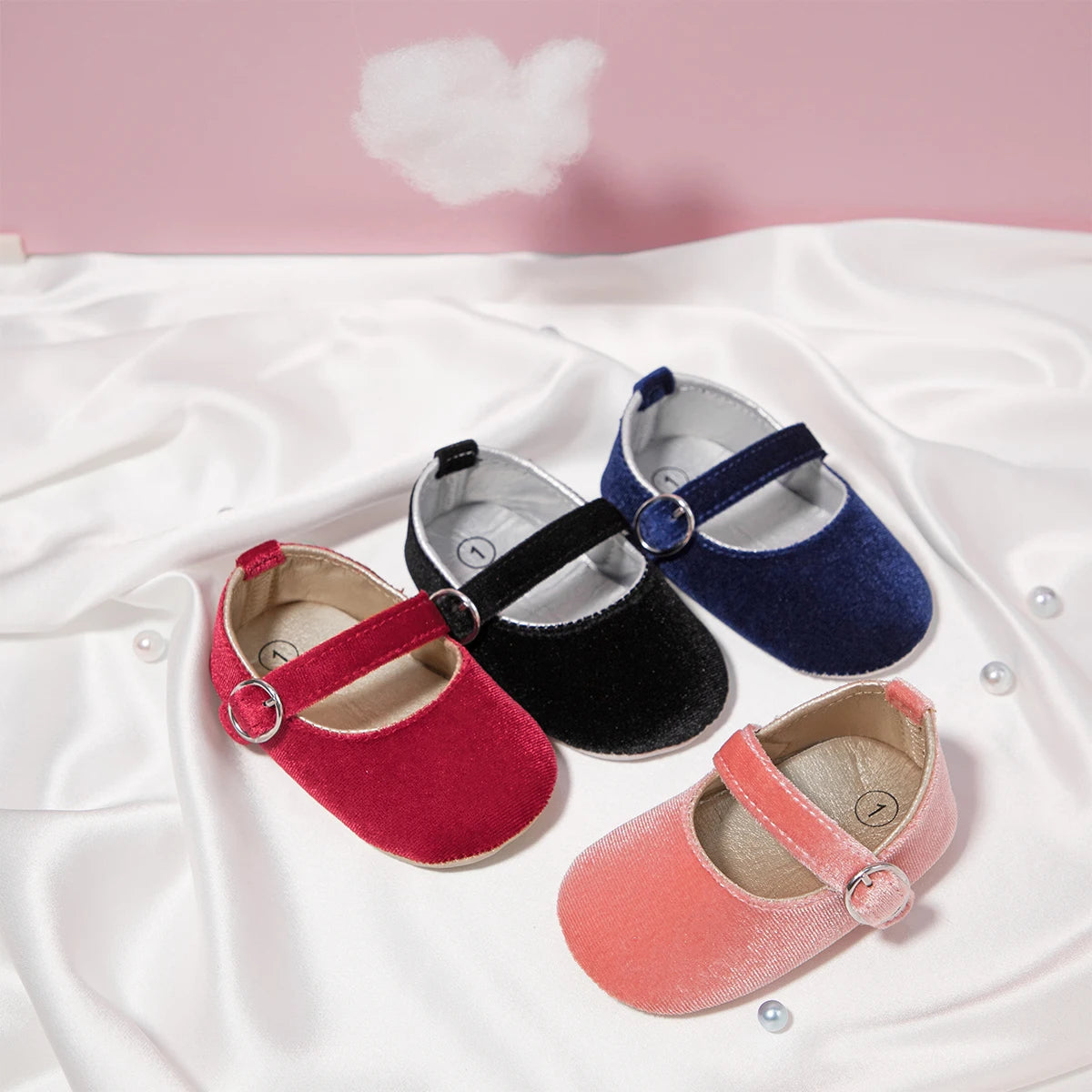 KIDSUN Baby Shoes Girls Princess Shoes Infant Toddler Non-slip Flat Soft-sole Cotton Rubber Cute Bow-knot First Walkers Newborn