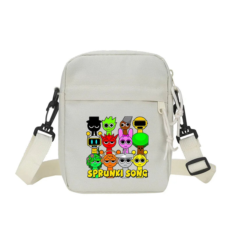 Sprunki Shoulder Bag White Small Teenager Girl Adult Crossbody Bags Cute Square Tote Student Street Harajuku Messenger Pack Gift