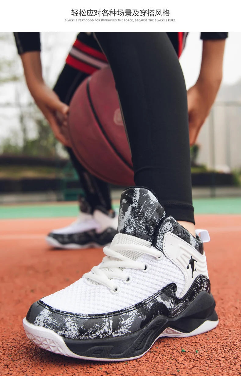 HKDQ High Top Basketball Shoes For Boys Size 31-40 Children's Sneakers Breathable Non Slip Thick Sole Classic Sports Shoes Kids
