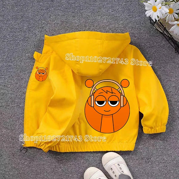 Sprunki PU Waterproof Jackets for Children Cartoon Anime Fashion Coats Boys Girls Autumn Winter Warm Windbreak Coat Kids Clothes