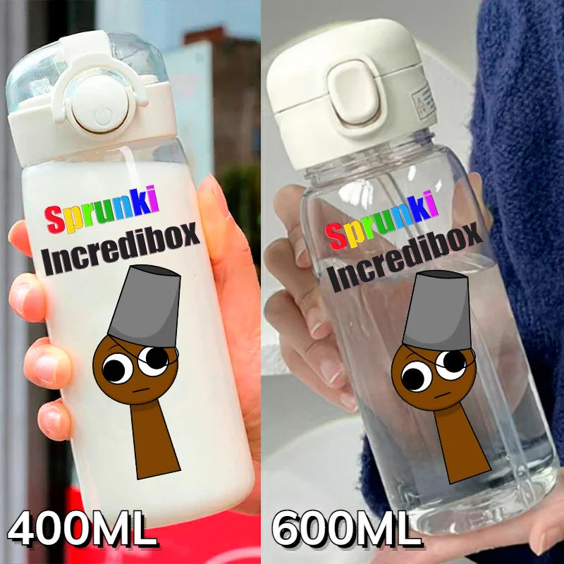 Sprunki Incredibox Cartoon 400ML/600ML Game Drinking Water Cup Childrens Transparent with Straw Bottle Large capacity Gifts