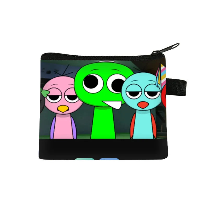 Sprunki Kawaii Coin Purse Children Anime Cartoon Printing Cute Wallet Boys Girls Key Card Storage Mini Pouch Portable Clutch Bag
