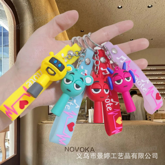 Cartoon Sprunki Keychains for Kids Backpack Keyrings PVC Key Chains Men Women Car Pendants Rings Game Charms Accessories Gift
