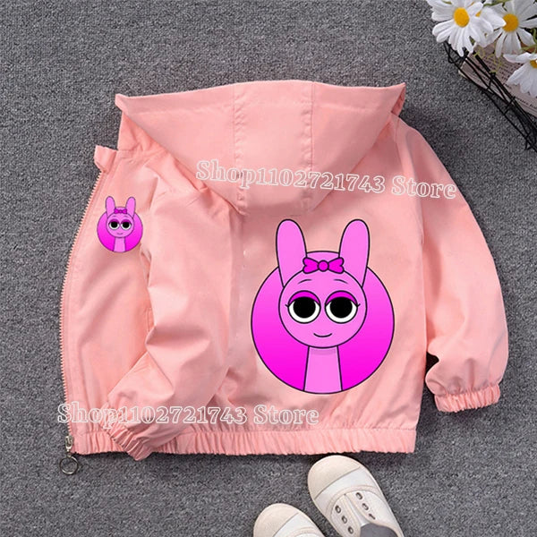 Sprunki PU Waterproof Jackets for Children Cartoon Anime Fashion Coats Boys Girls Autumn Winter Warm Windbreak Coat Kids Clothes