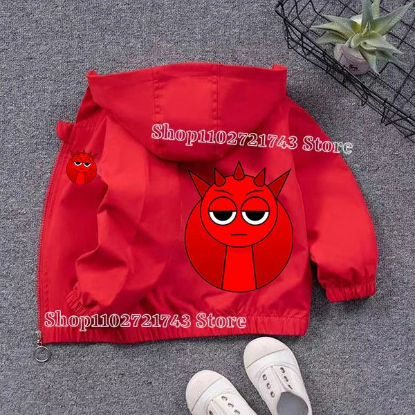 Sprunki PU Waterproof Jackets for Children Cartoon Anime Fashion Coats Boys Girls Autumn Winter Warm Windbreak Coat Kids Clothes
