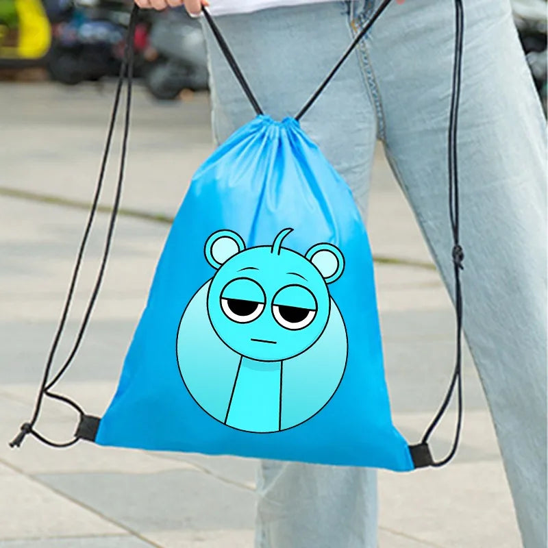 Sprunki Drawstring Backpacks for Men Women Cartoon Anime Fashion Sports Fitness Yoga Portable Pouch Students Draw String Bags