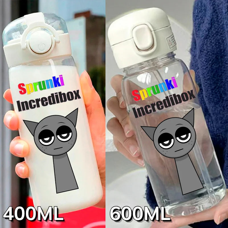 Sprunki Incredibox Cartoon 400ML/600ML Game Drinking Water Cup Childrens Transparent with Straw Bottle Large capacity Gifts