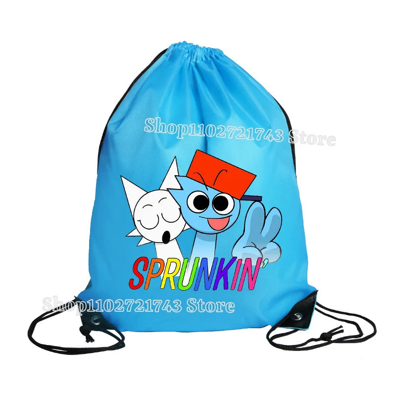 Sprunki Drawstring Backpacks for Men Women Cartoon Anime Fashion Sports Fitness Yoga Portable Pouch Students Draw String Bags