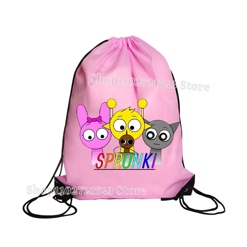 Sprunki Drawstring Backpacks for Men Women Cartoon Anime Fashion Sports Fitness Yoga Portable Pouch Students Draw String Bags