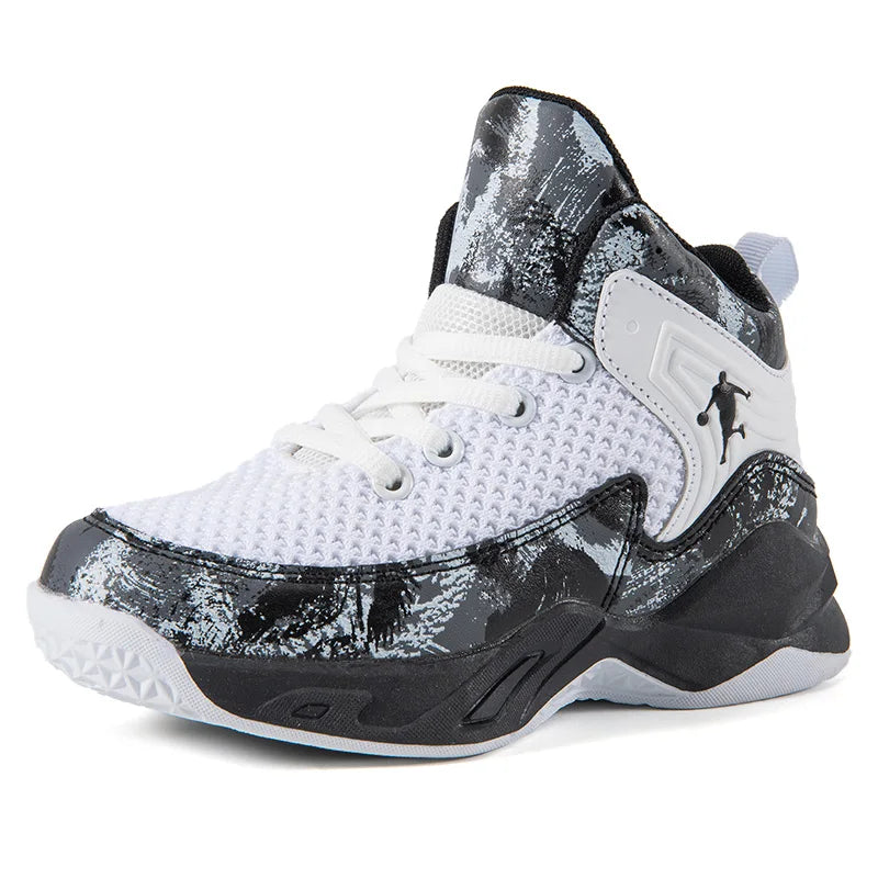 HKDQ High Top Basketball Shoes For Boys Size 31-40 Children's Sneakers Breathable Non Slip Thick Sole Classic Sports Shoes Kids