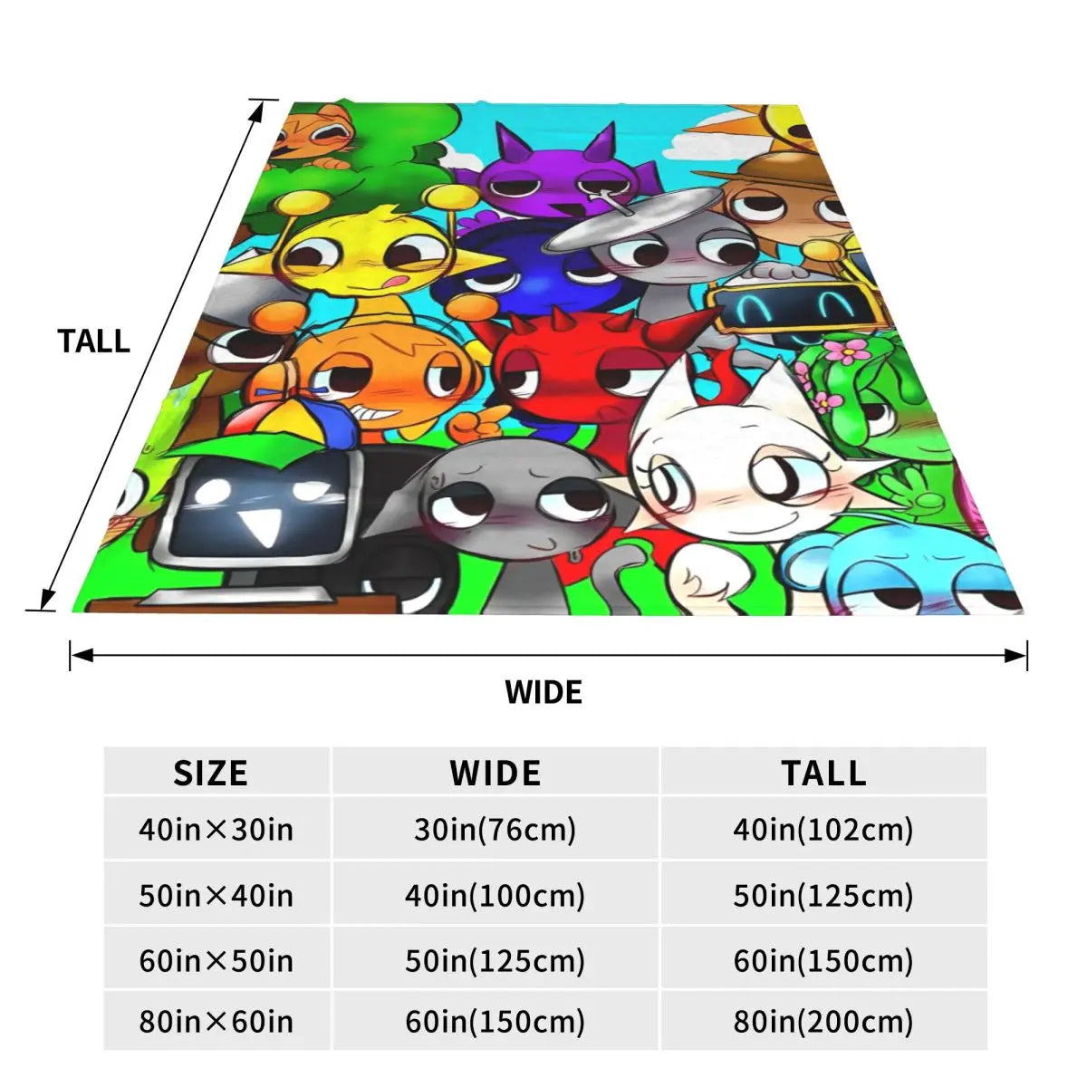 Sprunki Blanket Super Soft Warm Throw Blankets for Sofa Multiple Sizes Bedspreads