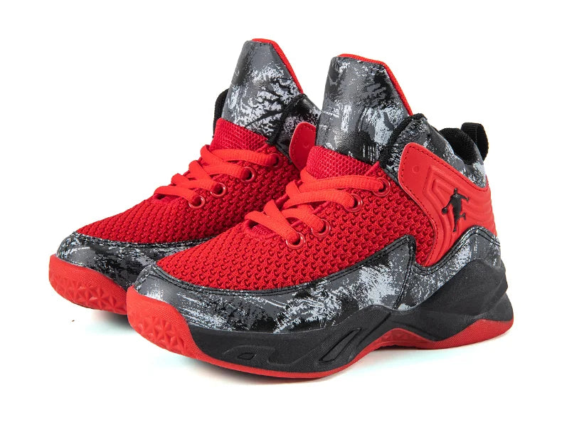 HKDQ High Top Basketball Shoes For Boys Size 31-40 Children's Sneakers Breathable Non Slip Thick Sole Classic Sports Shoes Kids