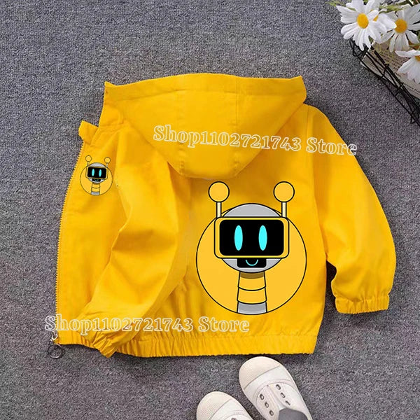 Sprunki PU Waterproof Jackets for Children Cartoon Anime Fashion Coats Boys Girls Autumn Winter Warm Windbreak Coat Kids Clothes
