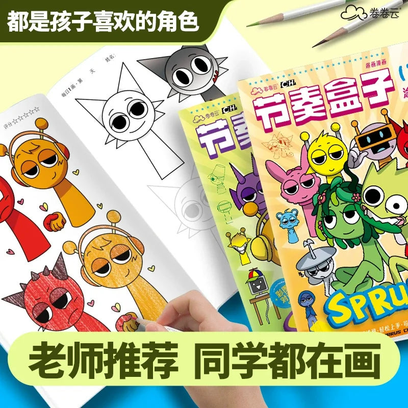 Sprunki Cartoon Coloring Books New Drawing Sketching Notesbook Beginner's Guide To Mastery Practice of Colouring Tracing Book