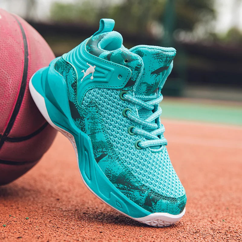 HKDQ High Top Basketball Shoes For Boys Size 31-40 Children's Sneakers Breathable Non Slip Thick Sole Classic Sports Shoes Kids