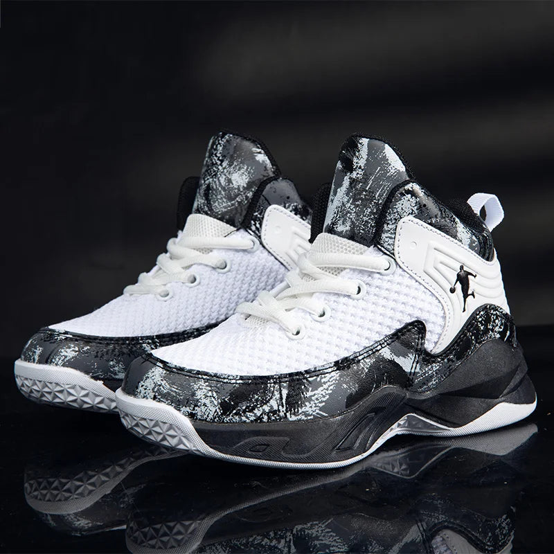 HKDQ High Top Basketball Shoes For Boys Size 31-40 Children's Sneakers Breathable Non Slip Thick Sole Classic Sports Shoes Kids