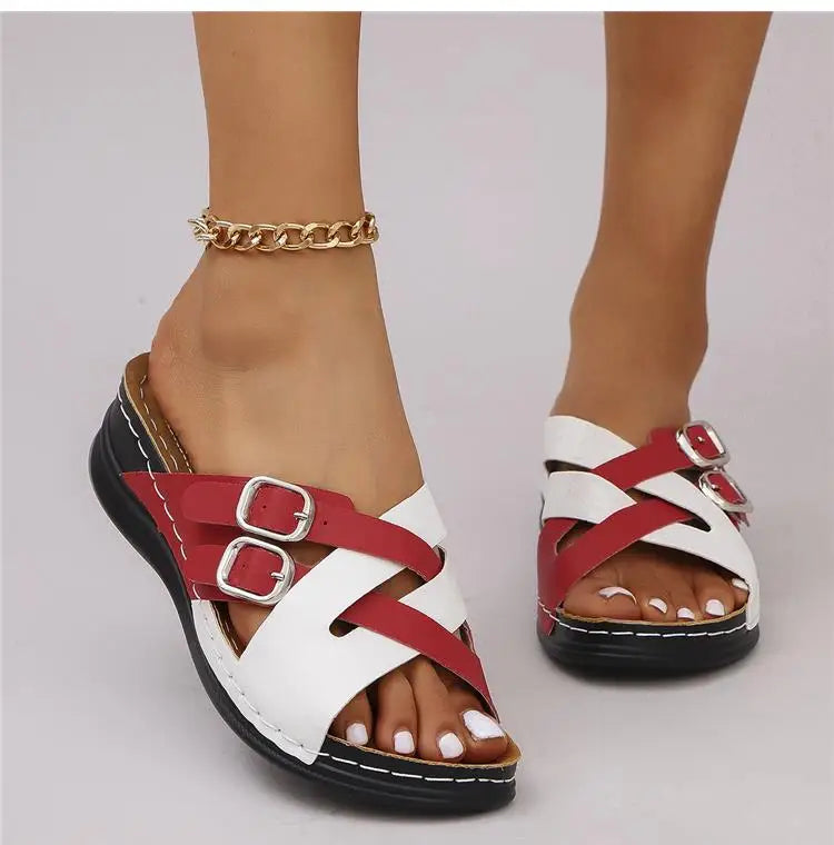 Woman Shoes Sandals Summer Beach Sandals For Women Slides Sandals Woman Wedge Walking Shoes Non-Slip Slipper Female Footwear