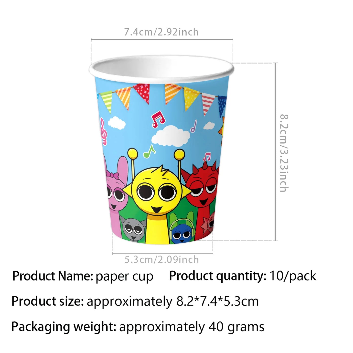 Sprunki Birthday Party Decorations Incredibox Set Game Tableware Tablecloth Plate Cup Balloon Cake Topper for Boys Girl Supplies