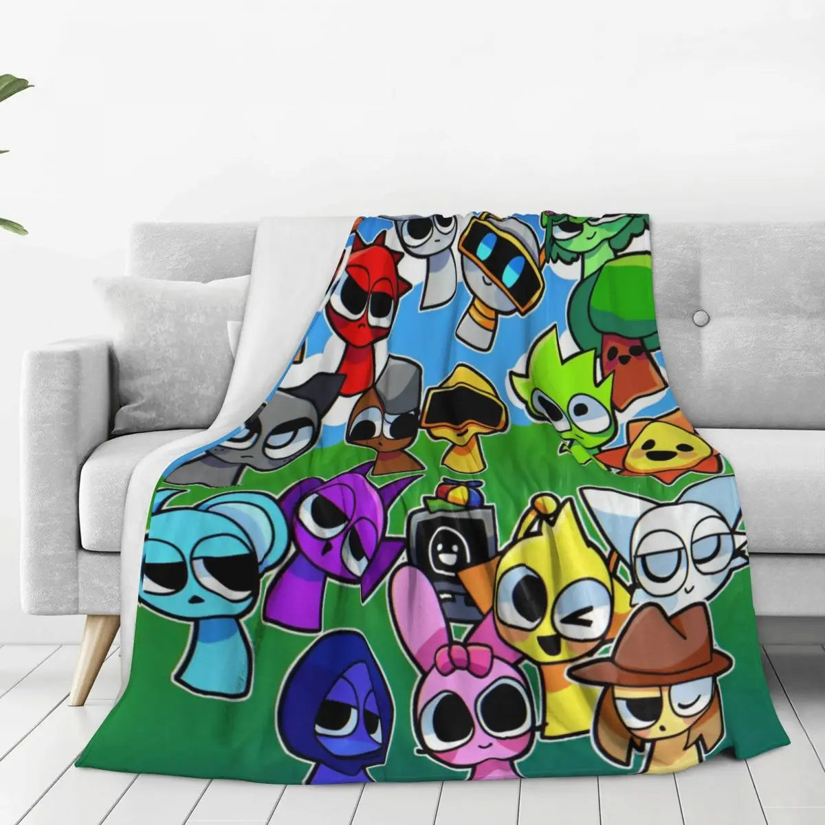 Sprunki Incredibox Flannel Blankets For Kids Boys Summer Conditioning Game Lightweight Throw Blankets for Bed Car Birthday Gifts