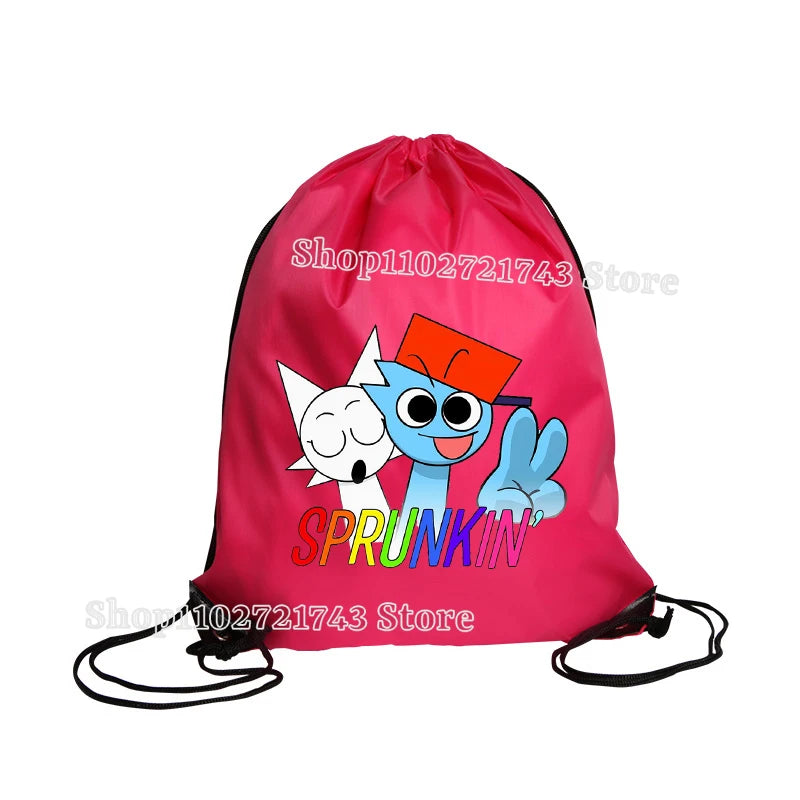 Sprunki Drawstring Backpacks for Men Women Cartoon Anime Fashion Sports Fitness Yoga Portable Pouch Students Draw String Bags