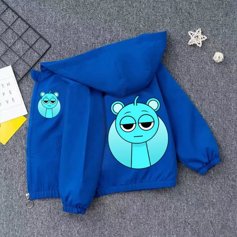 Sprunki PU Waterproof Jackets for Children Cartoon Anime Fashion Coats Boys Girls Autumn Winter Warm Windbreak Coat Kids Clothes