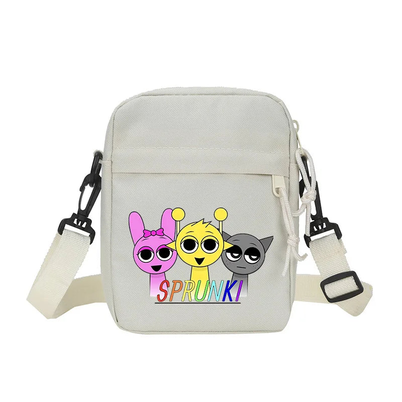 Sprunki Shoulder Bag White Small Teenager Girl Adult Crossbody Bags Cute Square Tote Student Street Harajuku Messenger Pack Gift