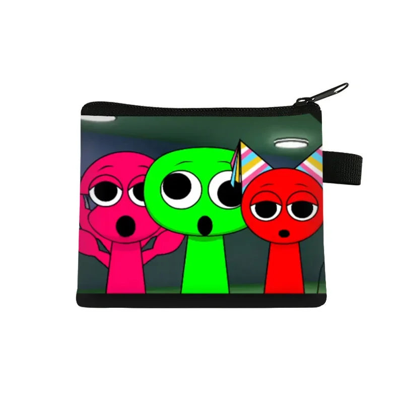 Sprunki Kawaii Coin Purse Children Anime Cartoon Printing Cute Wallet Boys Girls Key Card Storage Mini Pouch Portable Clutch Bag