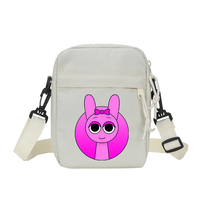 Sprunki Shoulder Bag White Small Teenager Girl Adult Crossbody Bags Cute Square Tote Student Street Harajuku Messenger Pack Gift