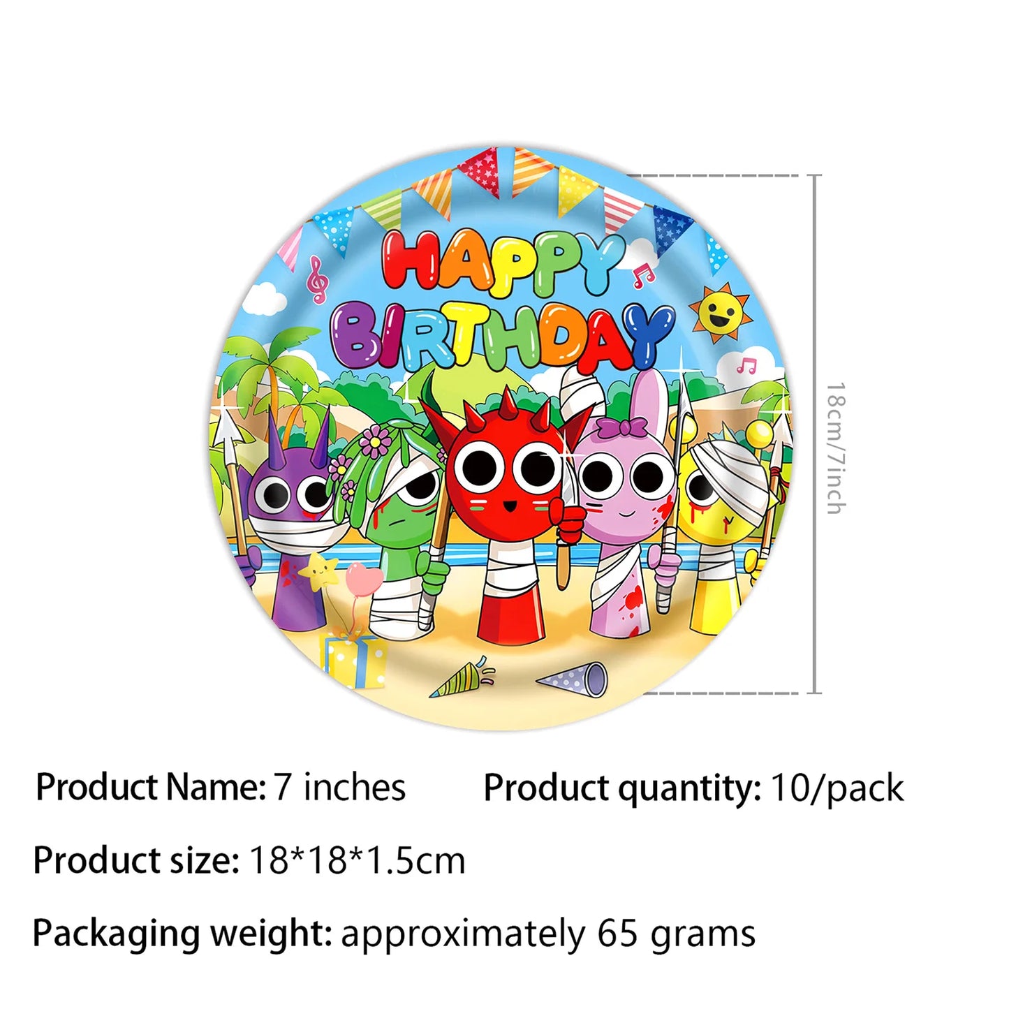 Sprunki Birthday Party Decorations Incredibox Set Game Tableware Tablecloth Plate Cup Balloon Cake Topper for Boys Girl Supplies
