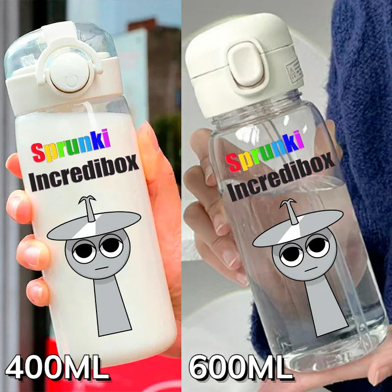 Sprunki Incredibox Cartoon 400ML/600ML Game Drinking Water Cup Childrens Transparent with Straw Bottle Large capacity Gifts