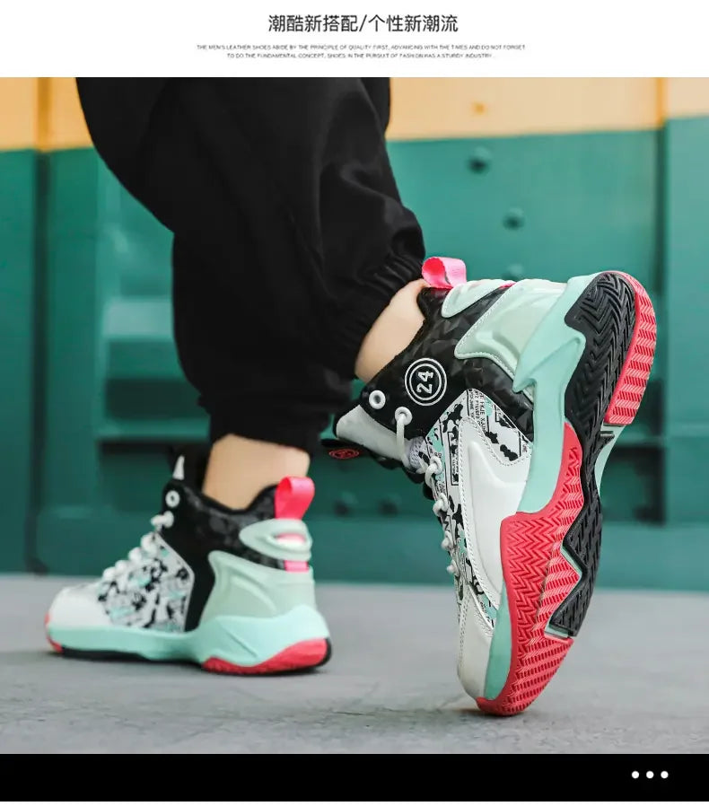 Kids Basketball Shoes Youth High Top Sneakers Boys Girls Lightweight Breathable,Ankle Support Non Slip Toddler Shock Absorption
